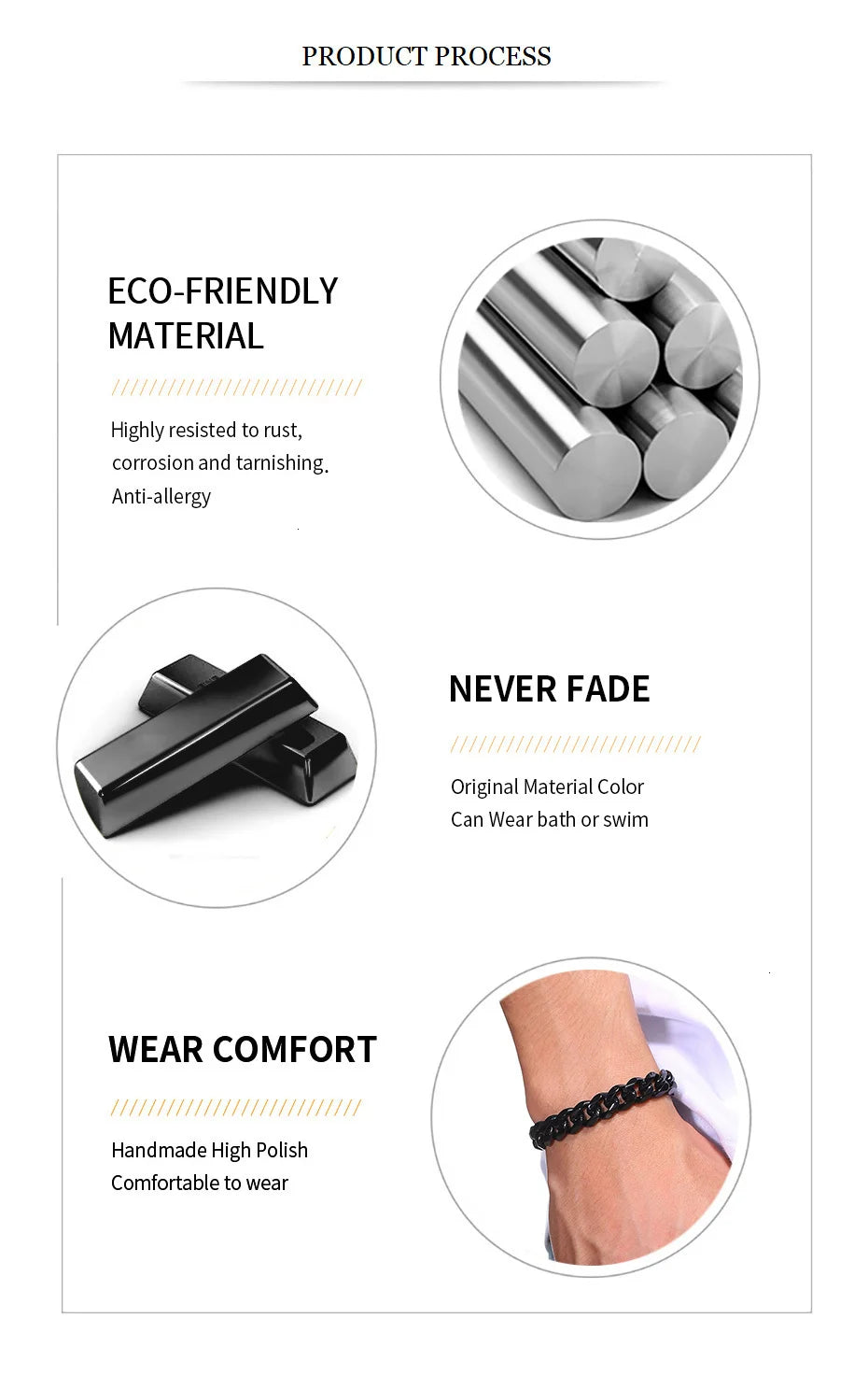 EP'S Wristband for Men Stainless Steel