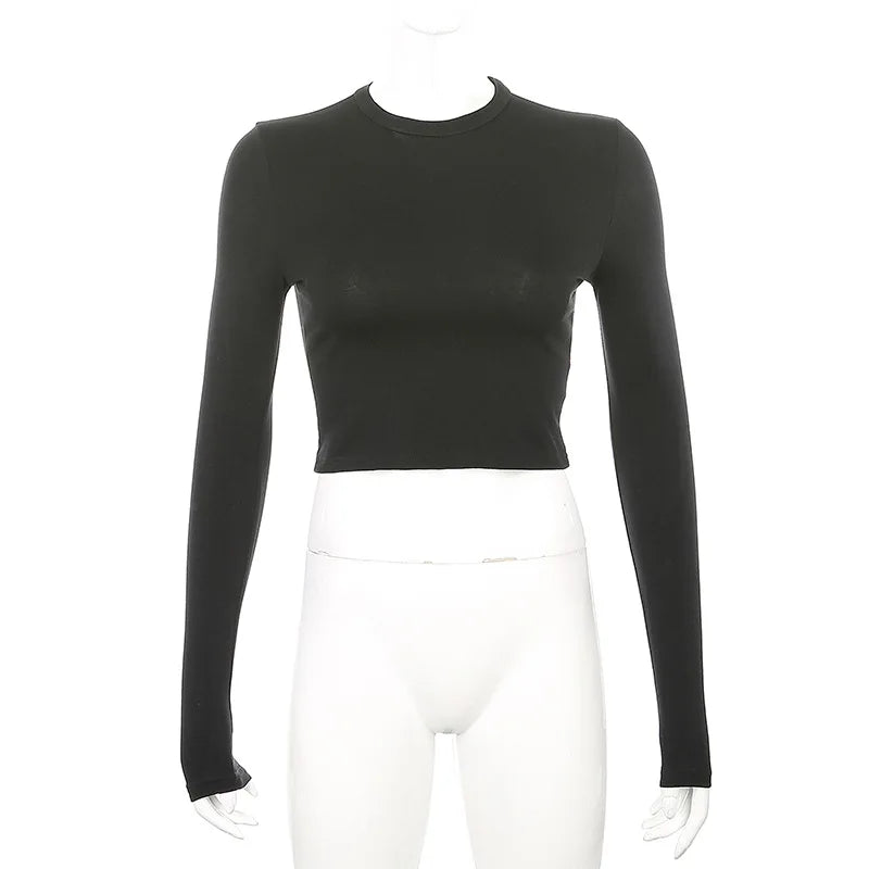 EP'S Solid Basic Long Sleeve Womens