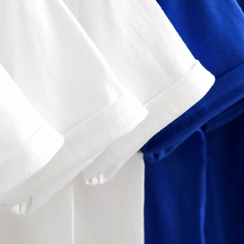 EP'S Mens White/blue T-shirt Short-sleeve