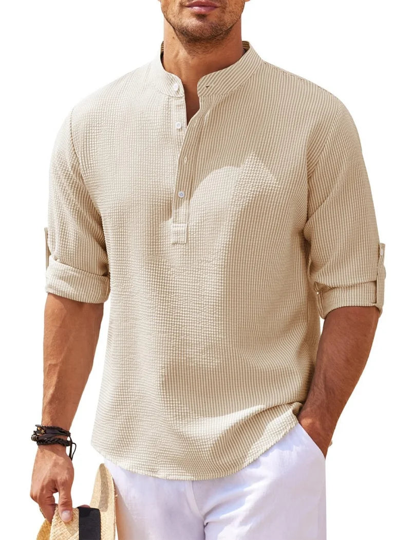 EP'S Men's Casual Blouse Cotton Linen Shirt