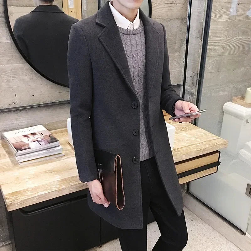 EP'S Men Long Cotton Coat Autumn Winter