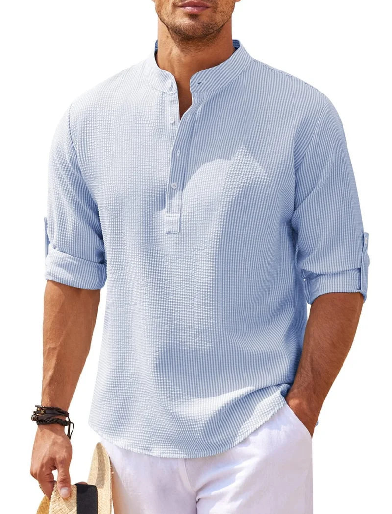 EP'S Men's Casual Blouse Cotton Linen Shirt