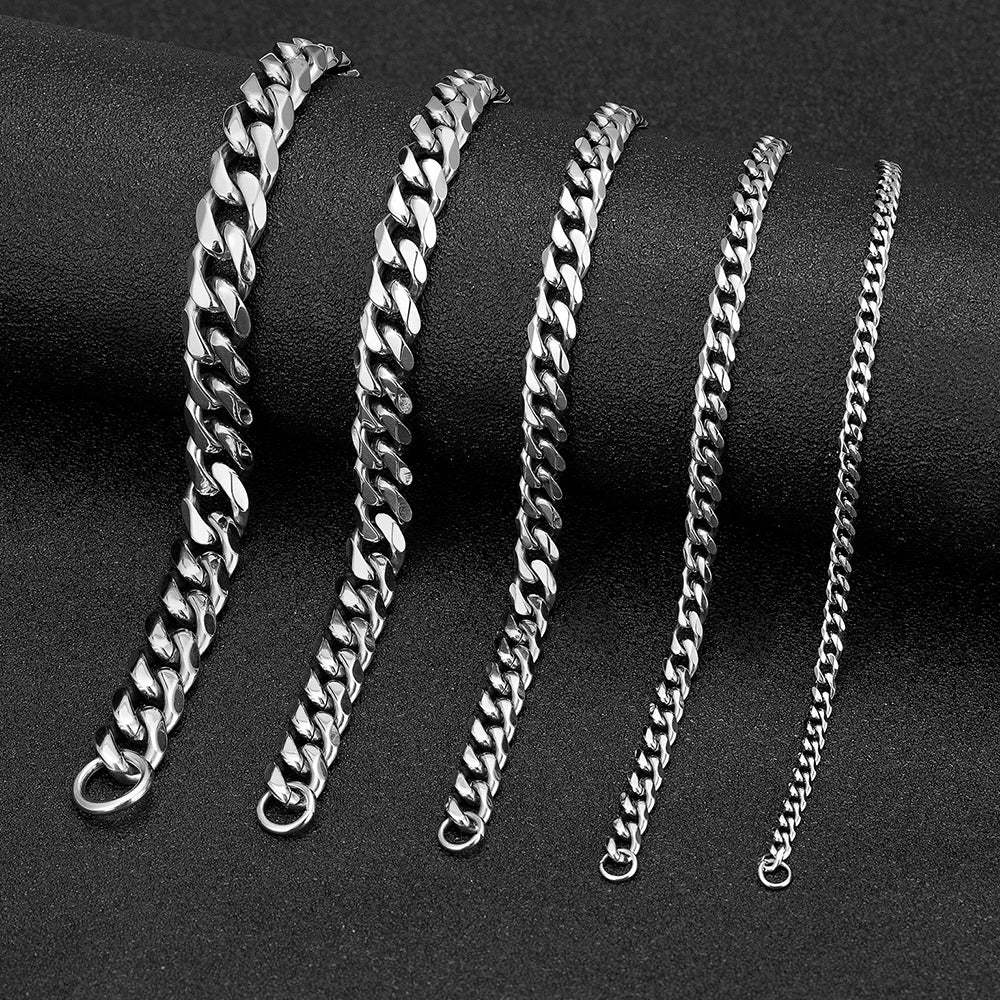 EP'S Men's 3-11mm Stainless Steel, Silver Color Bracelet