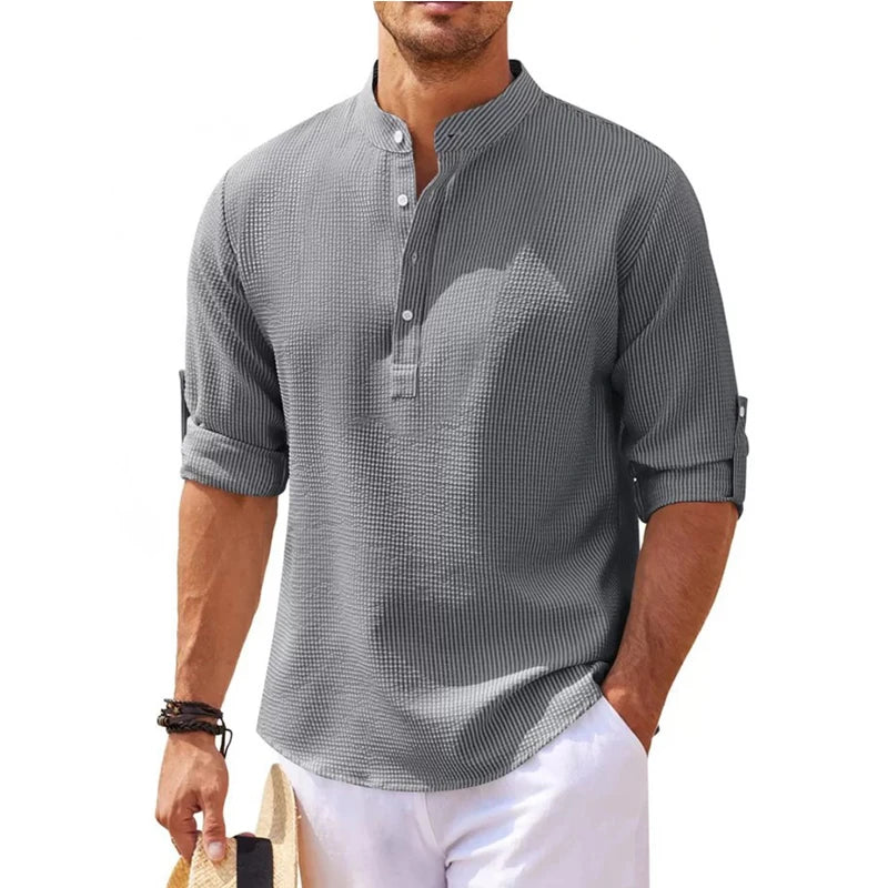 EP'S Men's Casual Blouse Cotton Linen Shirt