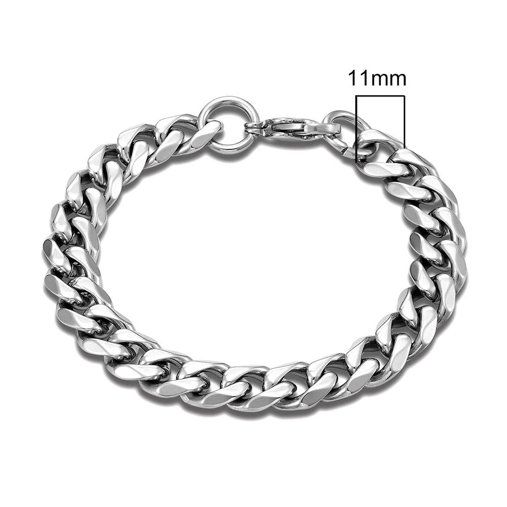 EP'S Men's 3-11mm Stainless Steel, Silver Color Bracelet