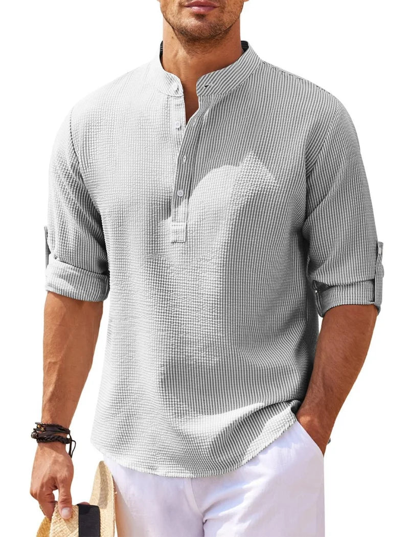 EP'S Men's Casual Blouse Cotton Linen Shirt