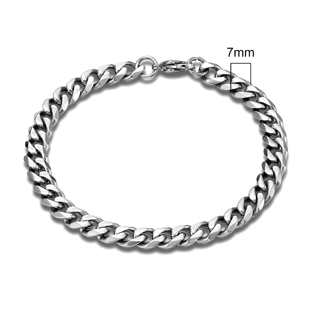 EP'S Men's 3-11mm Stainless Steel, Silver Color Bracelet