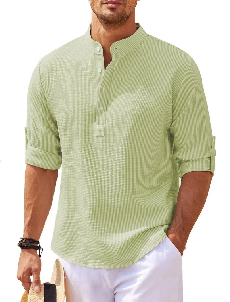 EP'S Men's Casual Blouse Cotton Linen Shirt