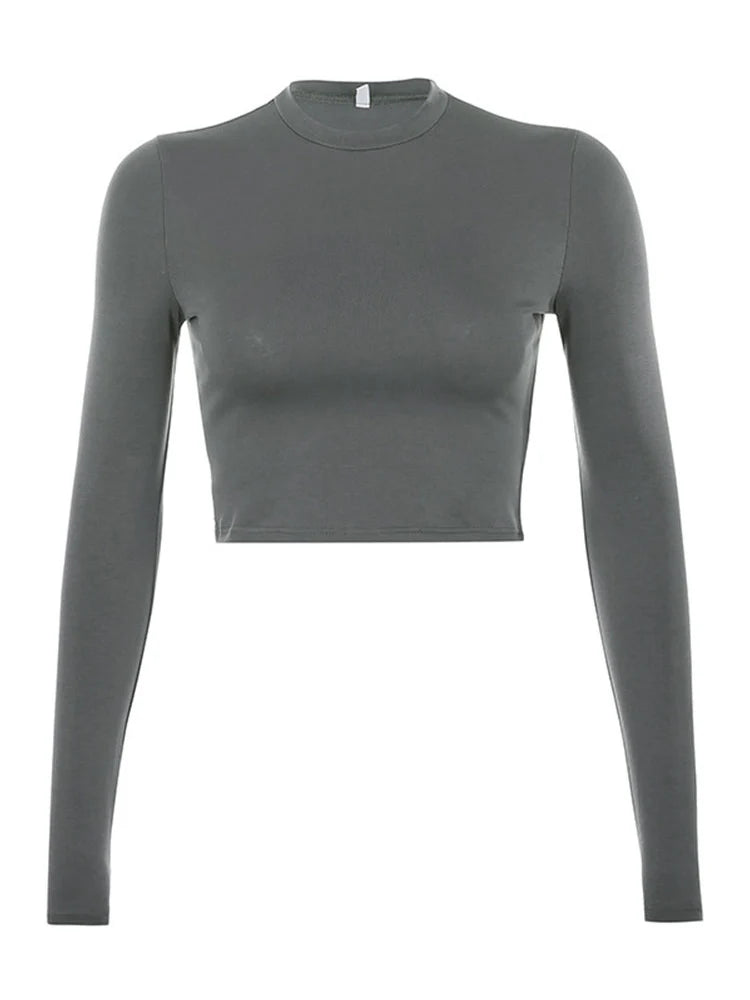 EP'S Solid Basic Long Sleeve Womens