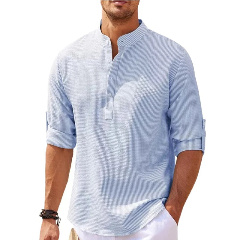 EP'S Men's Casual Blouse Cotton Linen Shirt