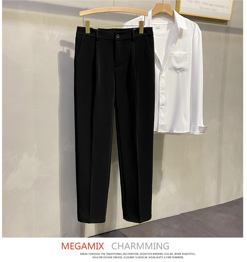 EP'S Men Dress Pants Men Korean Fashion