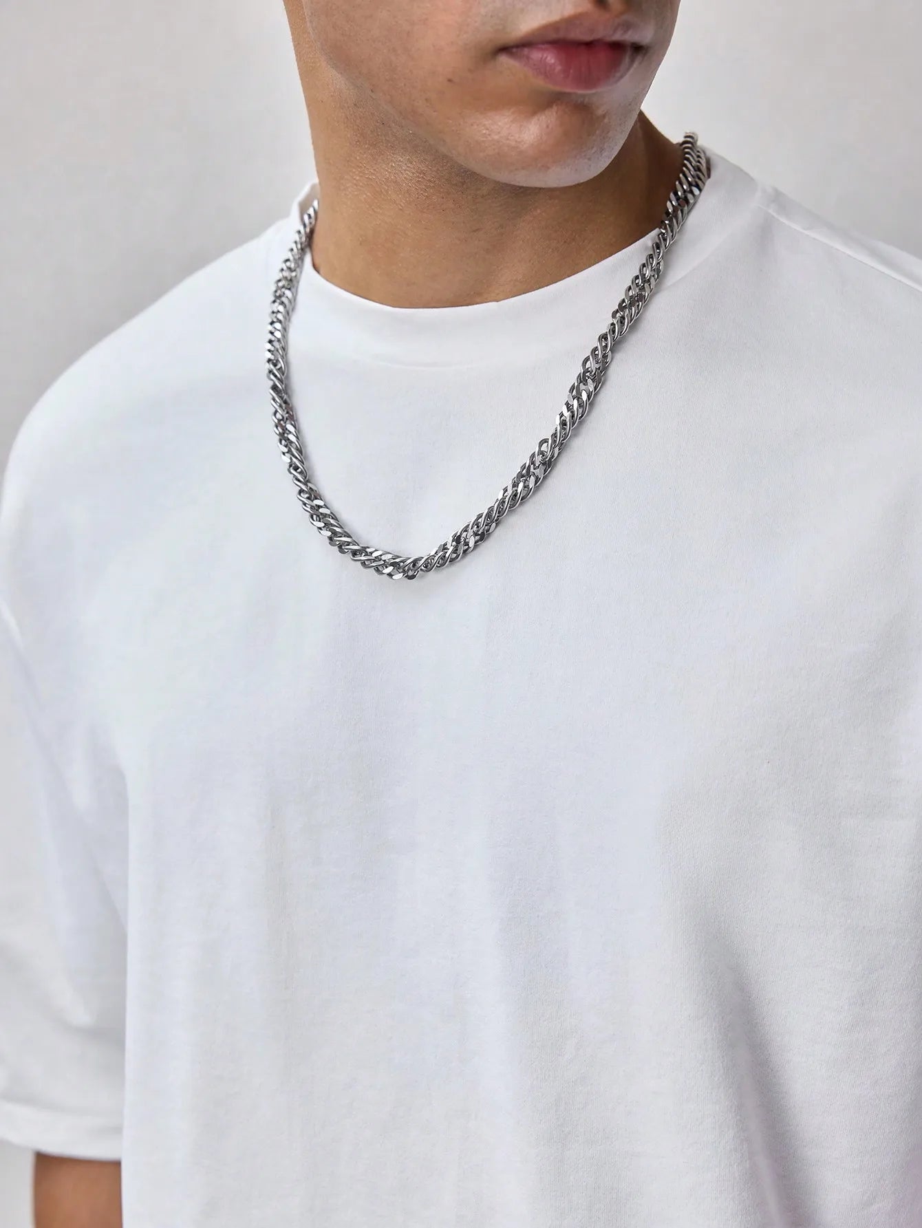 EP'S Men White T-shirt Plain Color