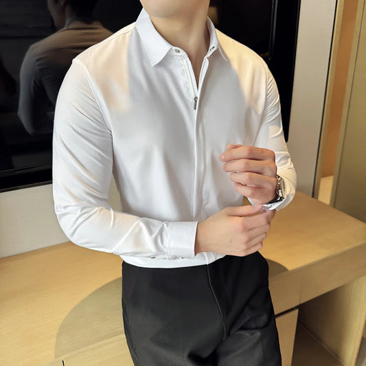 EP'S Men England Style Shirts Slim Fit Long