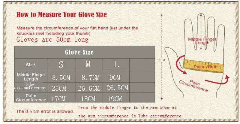 EP'S Women's long touch screen leather gloves 50cm