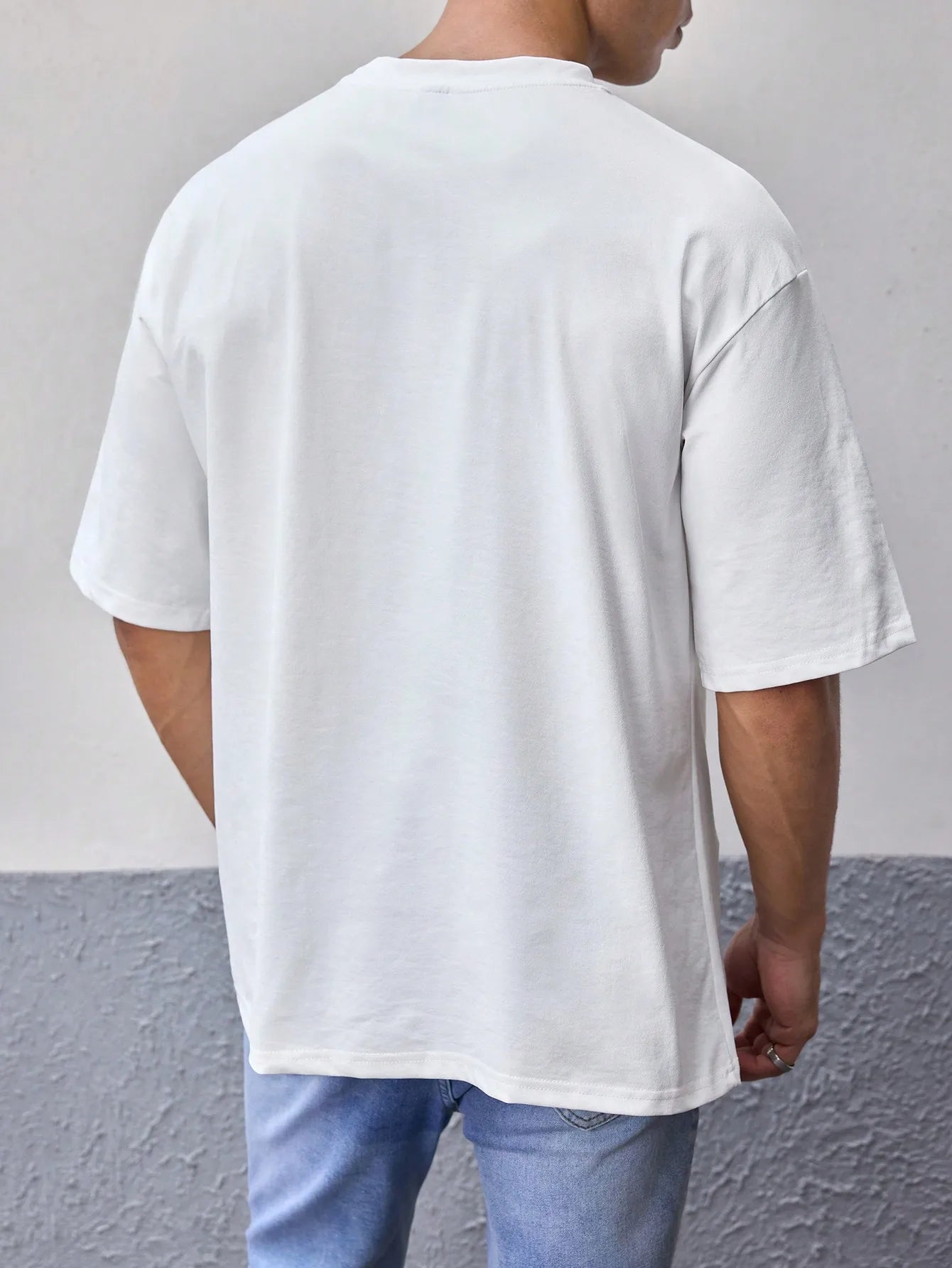 EP'S Men White T-shirt Plain Color
