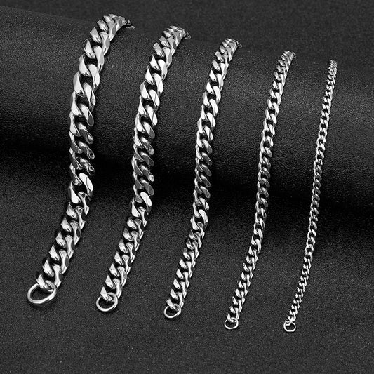 EP'S Men's 3-11mm  Stainless Steel, Silver Color Bracelet
